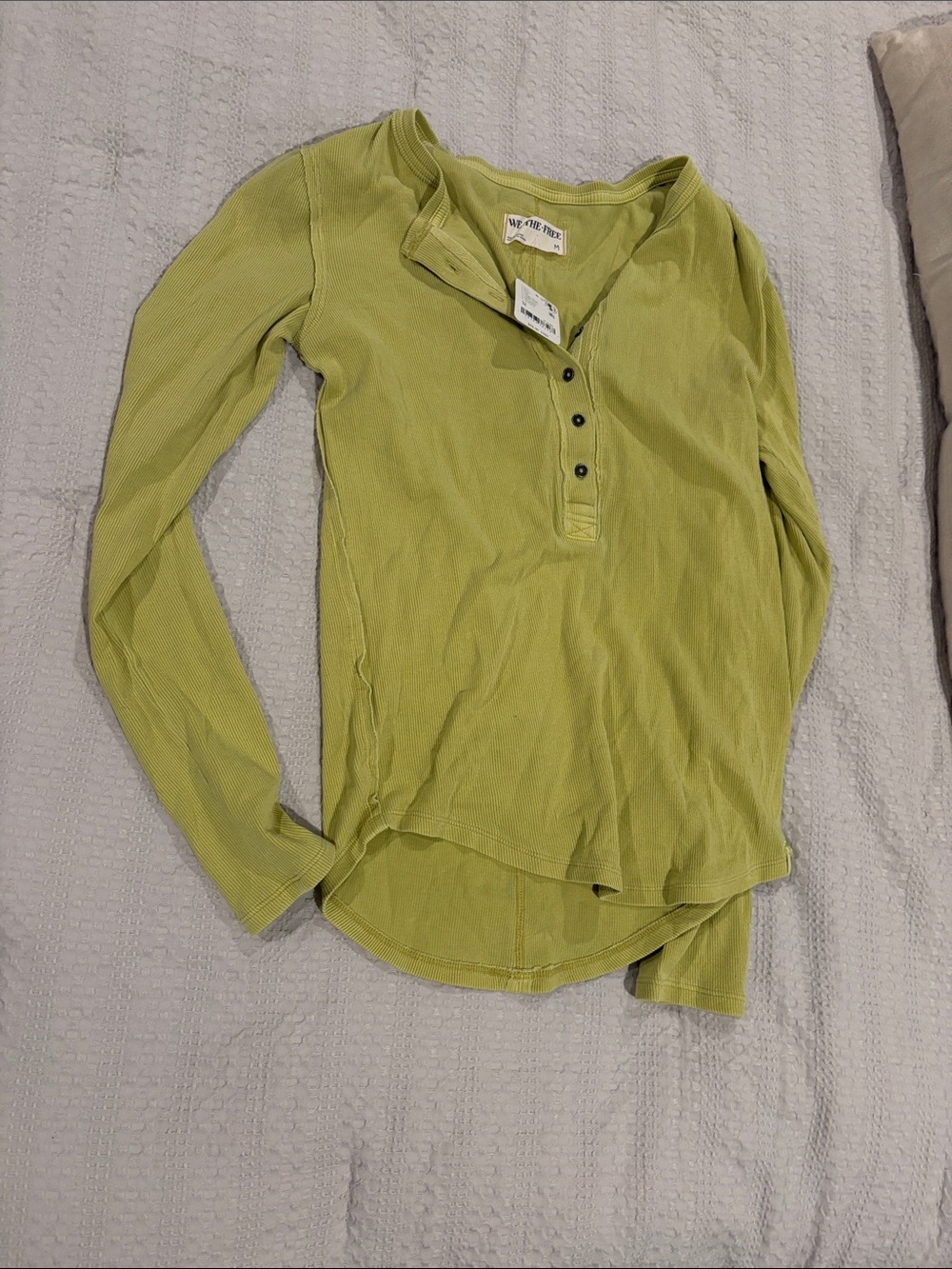 Free People Olive Ribbed Long Sleeve Henley